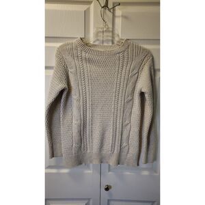 Classic Gap Off White Textured Honeycomb Cable Knit Sweater Medium